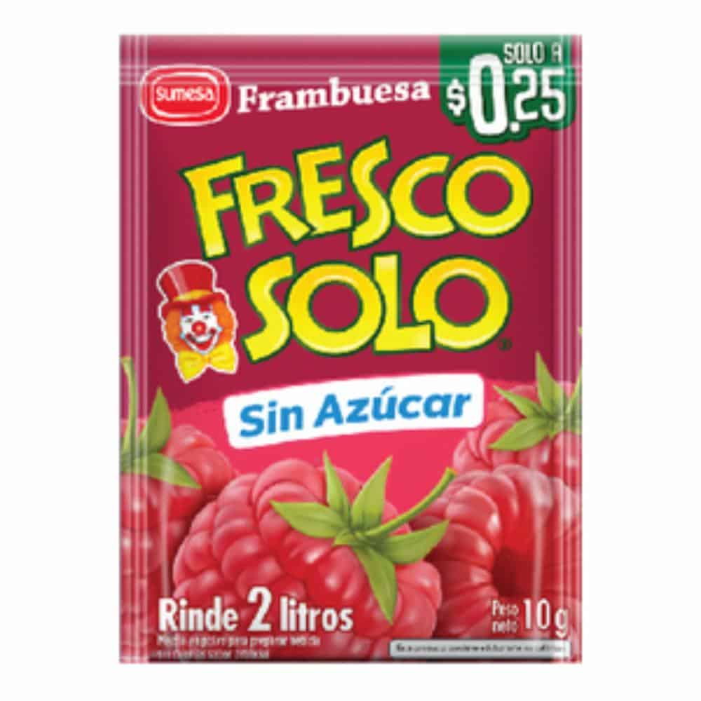 Bebida en polvo sabor frambuesa con preparación rápida y práctica.