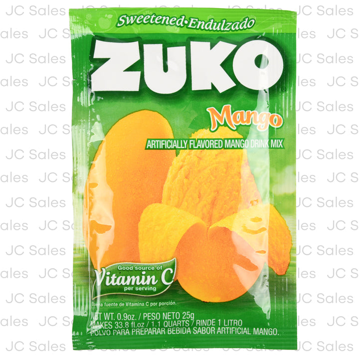 Mezcla individual Zuko sabor mango para preparar bebidas tropicales de forma rápida y práctica.