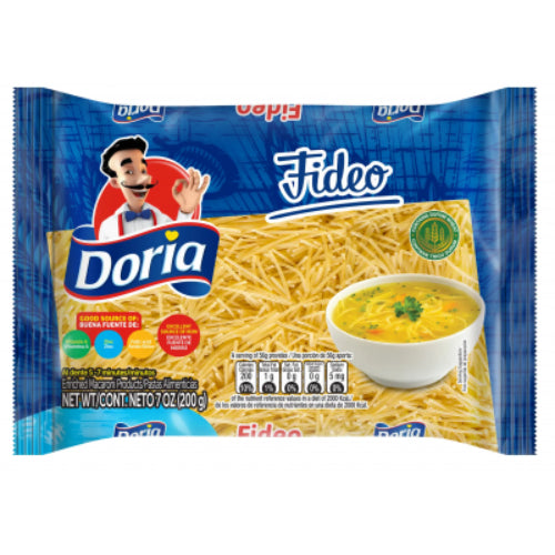 Pasta Fideo Doria ideal para sopas, caldos y recetas tradicionales.