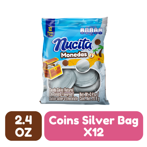 Monedas de chocolate Nucita Plata ideales para fiestas, eventos y celebraciones.