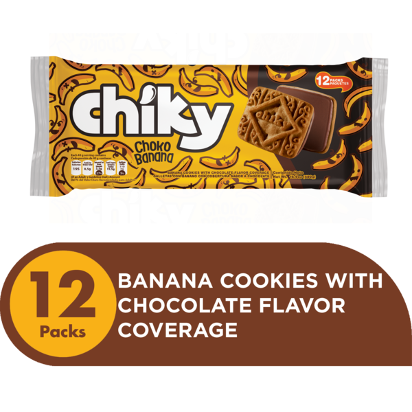 Galletas Choco Banano Chiky con combinación de chocolate y banano.