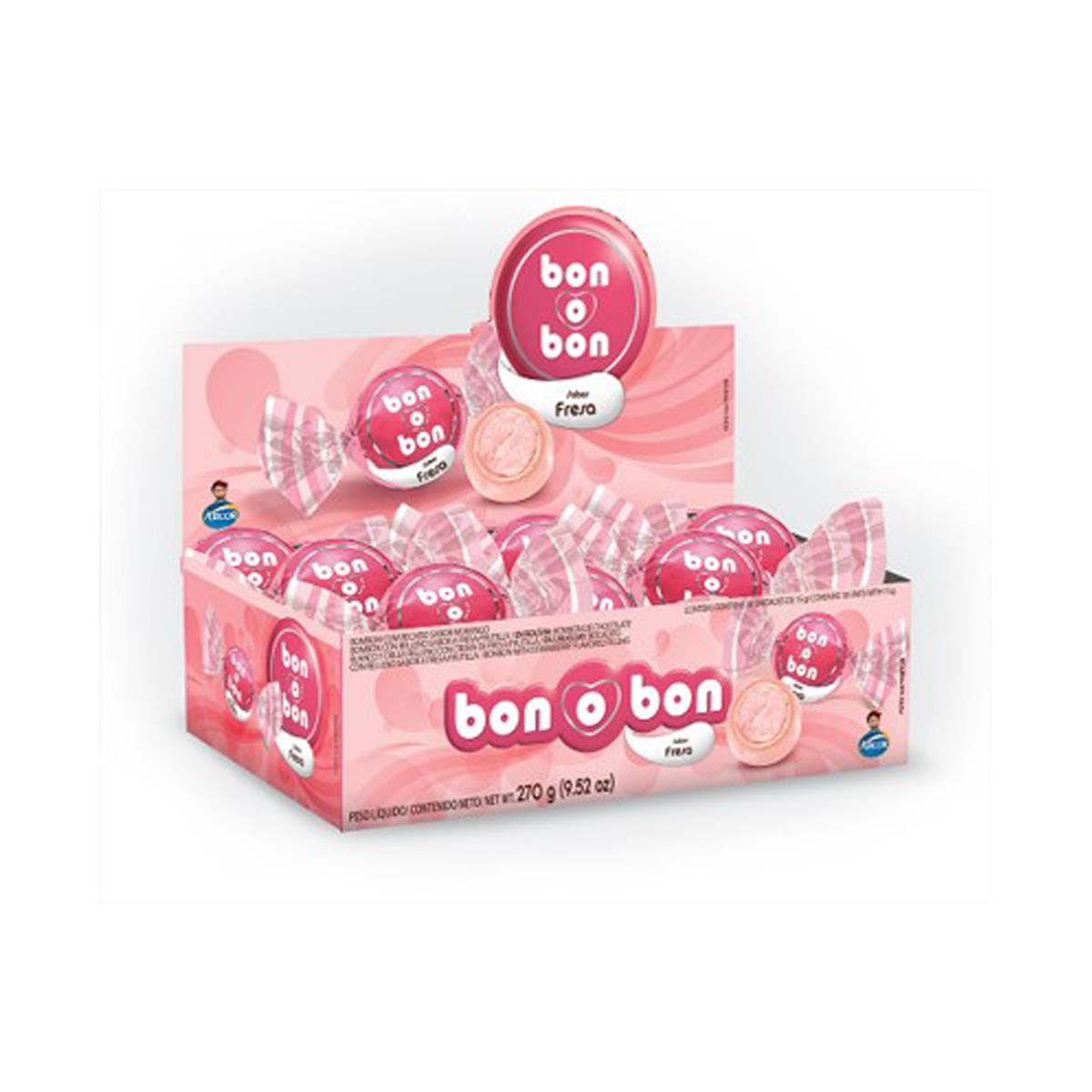 Bombones Bon o Bon sabor fresa en caja de 30 chocolates.