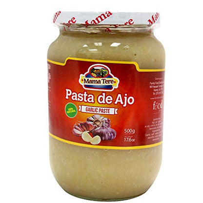 Pasta de ajo Mama Tere en presentación de vidrio para cocina diaria.