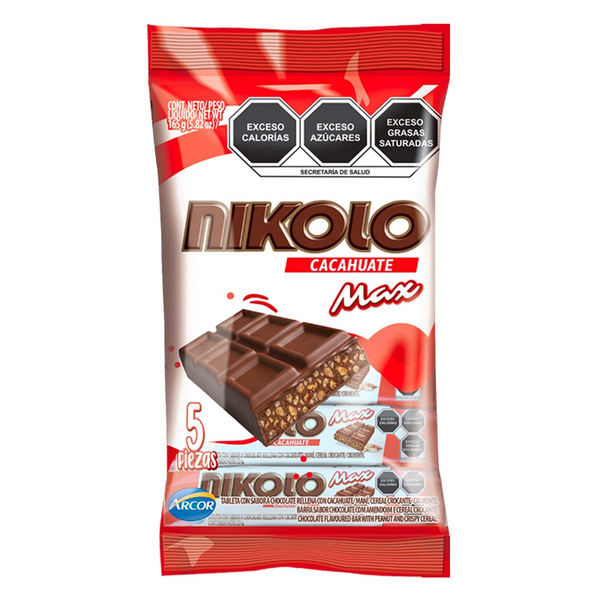 Chocolates Nikolo con maní en práctica presentación de 5 piezas.