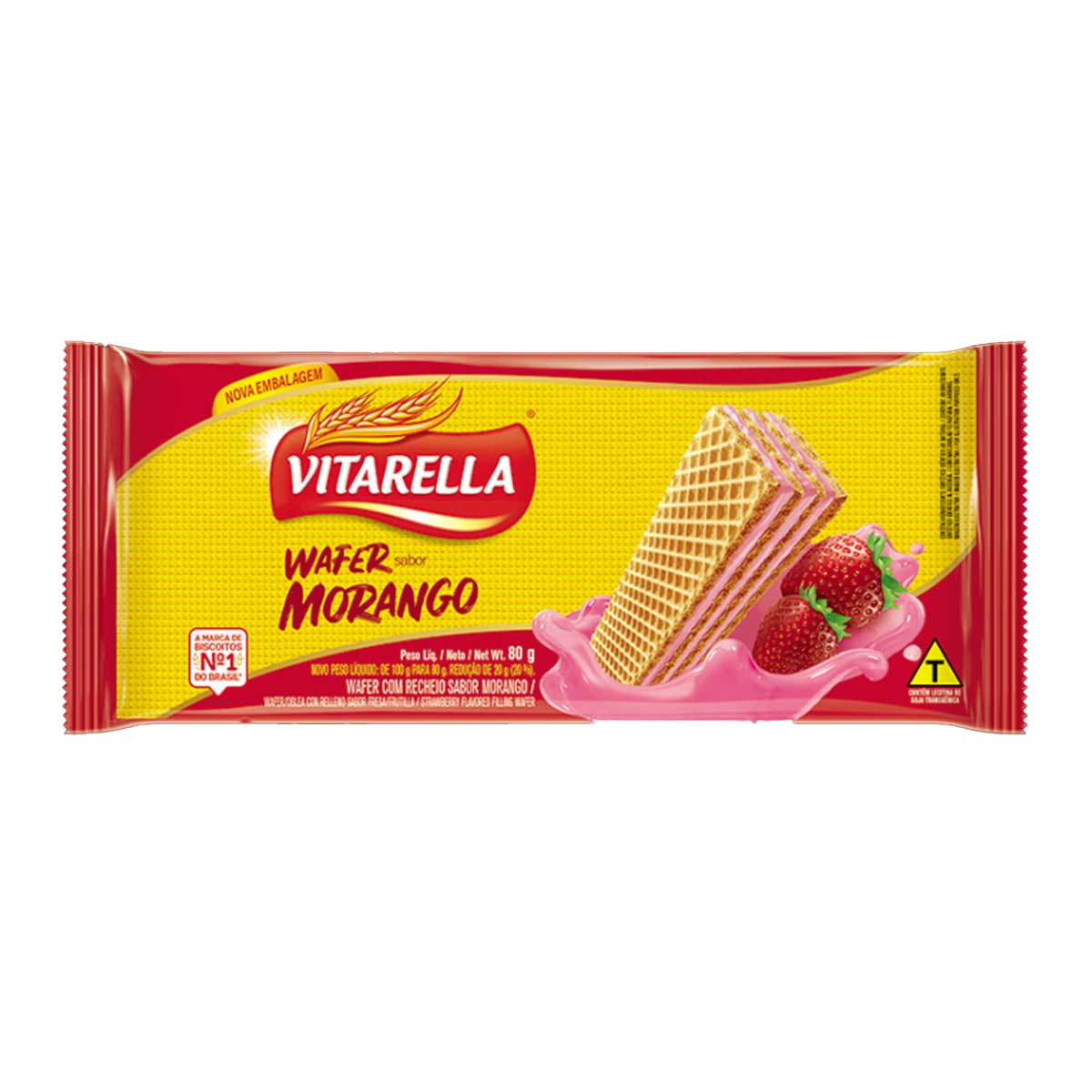 Wafers sabor fresa con textura crujiente y relleno dulce ideales para meriendas.