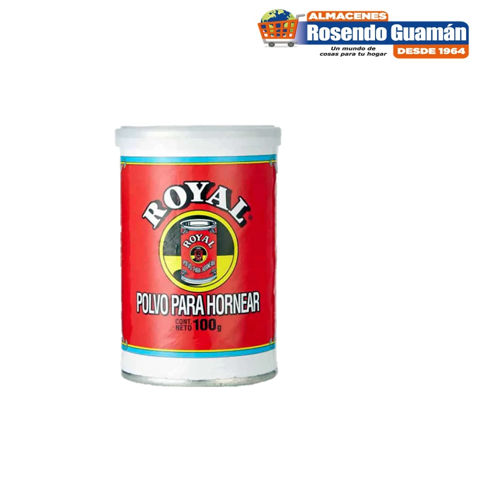 Polvo de hornear Royal ideal para recetas de repostería y panadería tradicional.