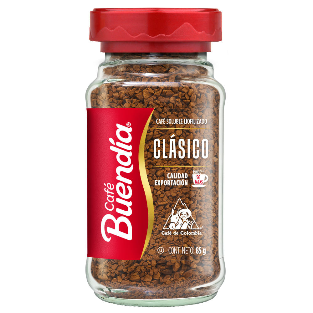 Café instantáneo Buendía Clásico práctico y delicioso para cualquier momento.