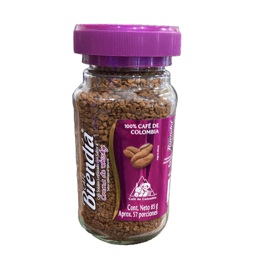 Café instantáneo Buendía Descafeinado con sabor suave y aroma balanceado.