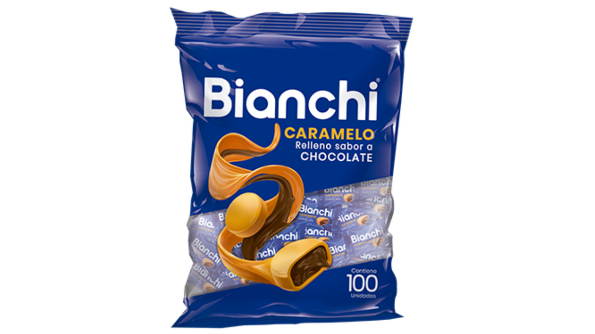 Caramelos Super Bianchi sabor chocolate con textura suave y presentación para compartir.