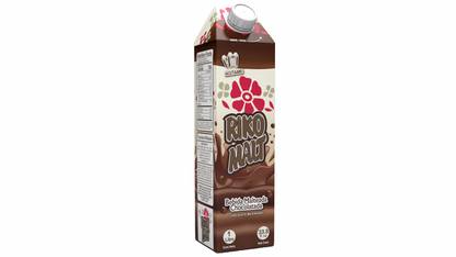 Bebida chocolatada Rikomalt en tetra pack ideal para desayunos y meriendas.