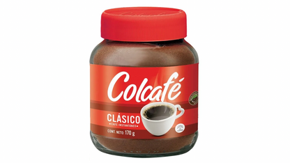 Café instantáneo Colcafé en presentación de 6 Oz elaborado con café colombiano de alta calidad.