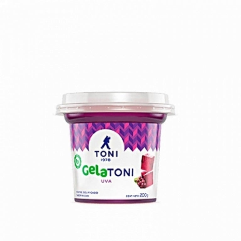 Gelatina sabor uva Toni lista para disfrutar con textura suave y dulce.