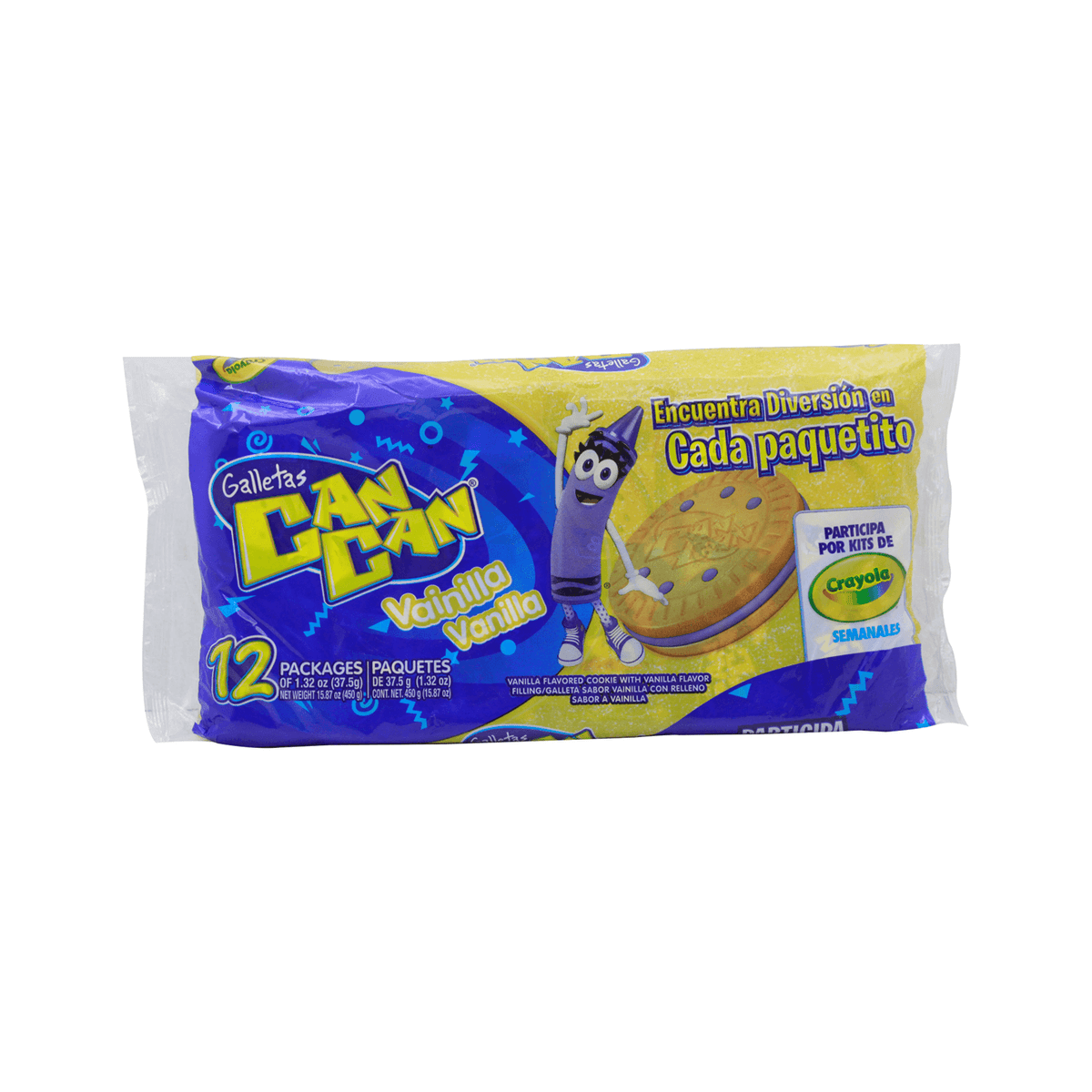 Galletas Can Can sabor vainilla en práctico paquete multipack ideales para meriendas y snacks.