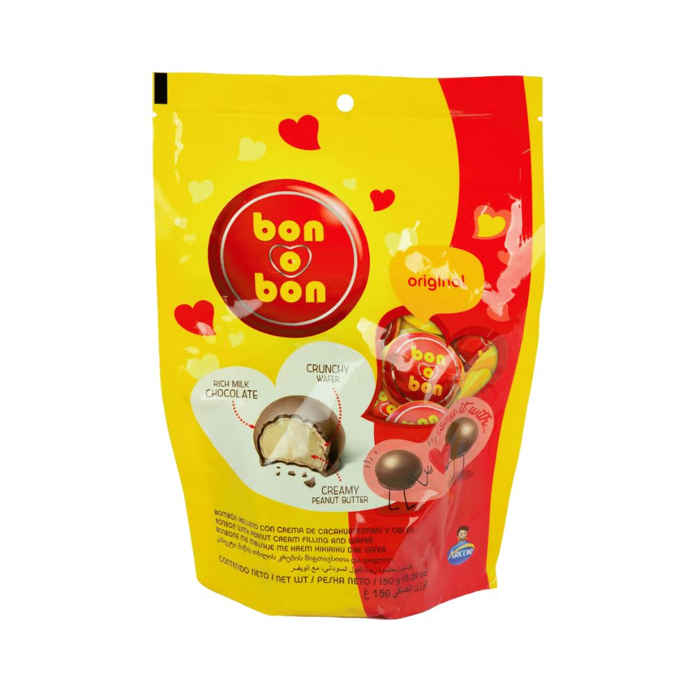 Doypack Bon o Bon original con 10 chocolates rellenos.