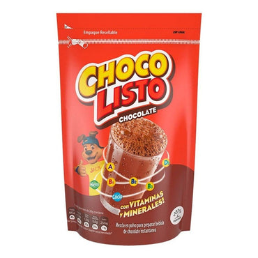 ChocoListo mezcla de chocolate para leche en práctica presentación doypack para preparar bebidas achocolatadas.