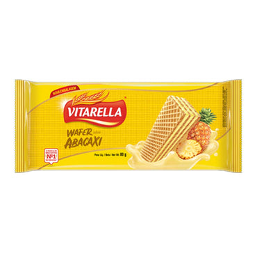 Wafers sabor piña con relleno tropical y textura crujiente tradicional.