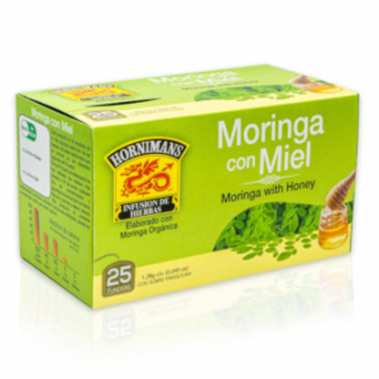 Té de moringa con miel Hornimans con sabor suave y dulce.