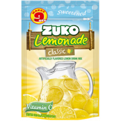 Mezcla en polvo Zuko sabor limonada clásica para preparar bebidas refrescantes con sabor cítrico.
