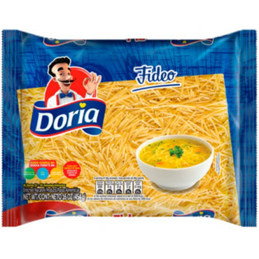 Pasta Fideo Doria ideal para sopas, caldos y recetas tradicionales.