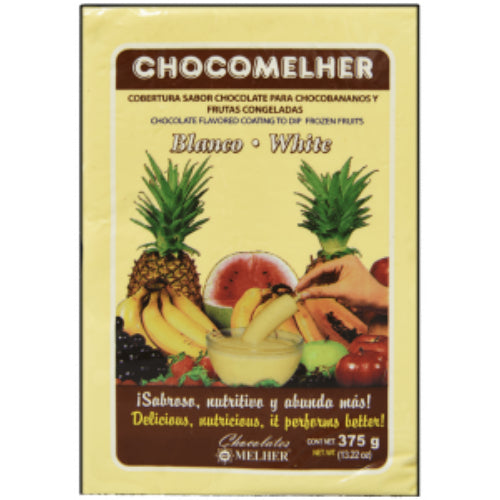 Chocolate blanco Chocomelher con sabor suave y textura cremosa.
