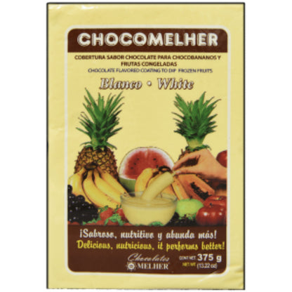 Chocolate blanco Chocomelher con sabor suave y textura cremosa.