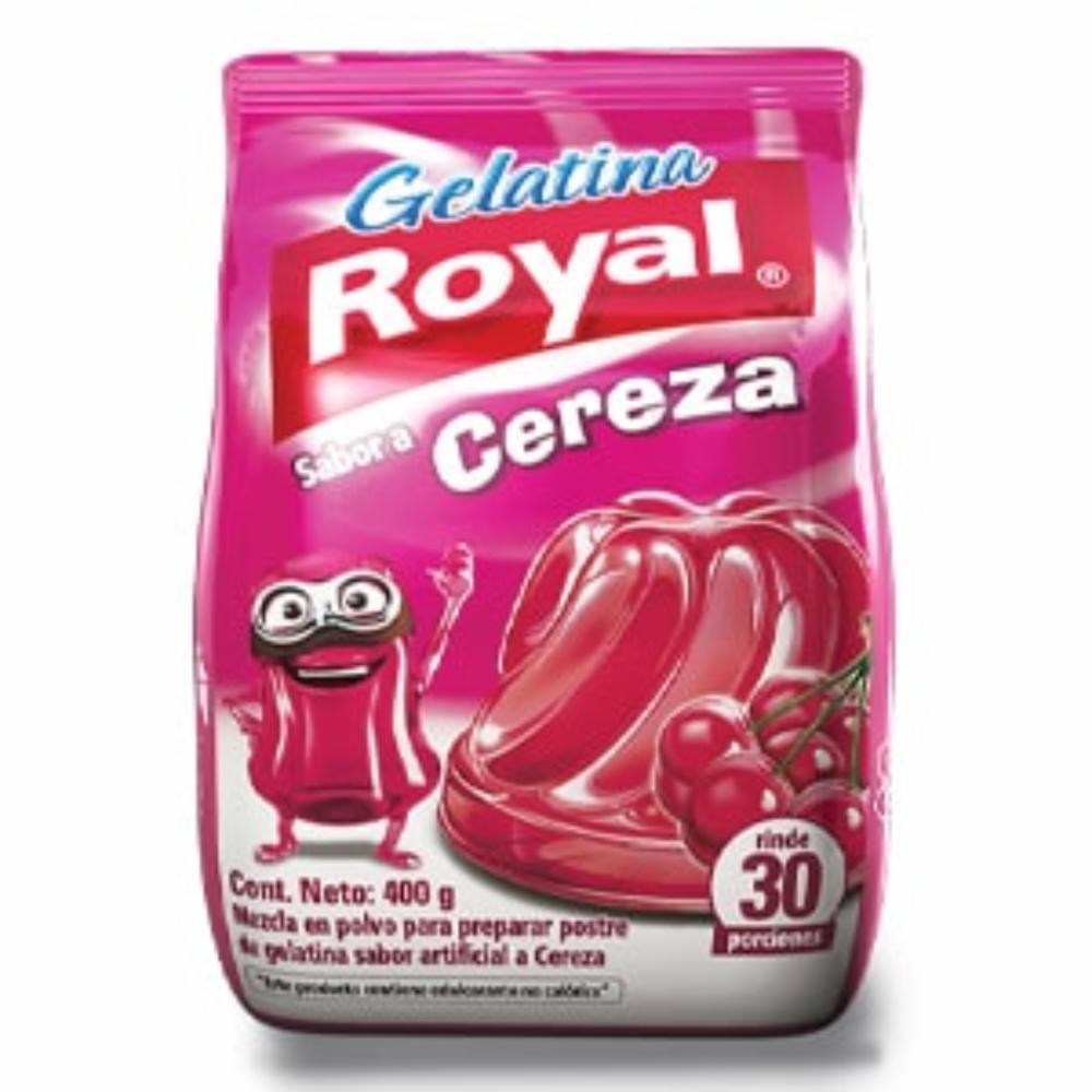 Gelatina sabor cereza Royal perfecta para postres y meriendas dulces.