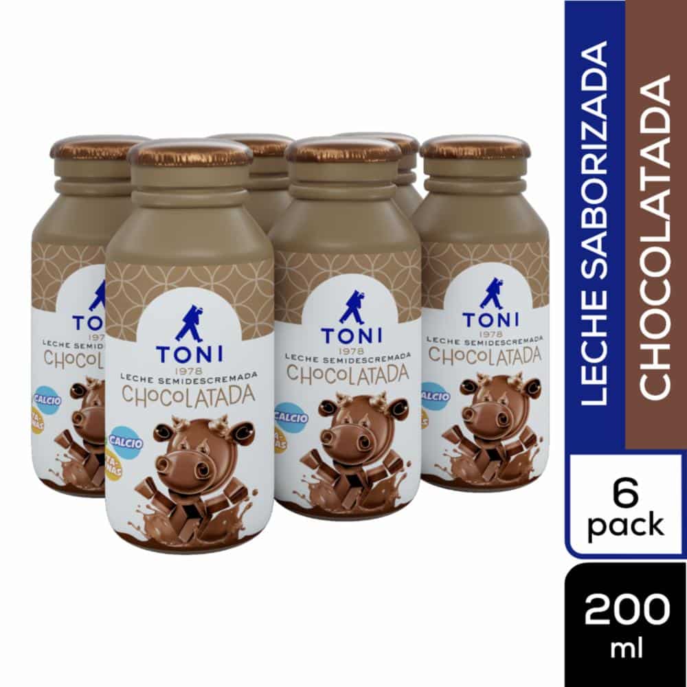 Pack de leche Toni sabor chocolate ideal para consumo familiar.