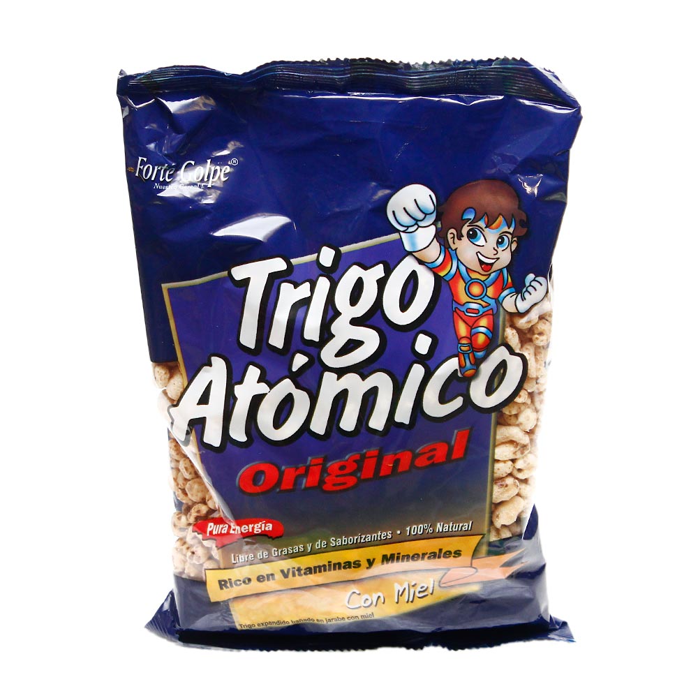 Cereal de trigo atomico original con miel y textura crocante.