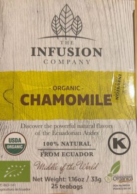 Té orgánico de manzanilla con sabor suave y floral.