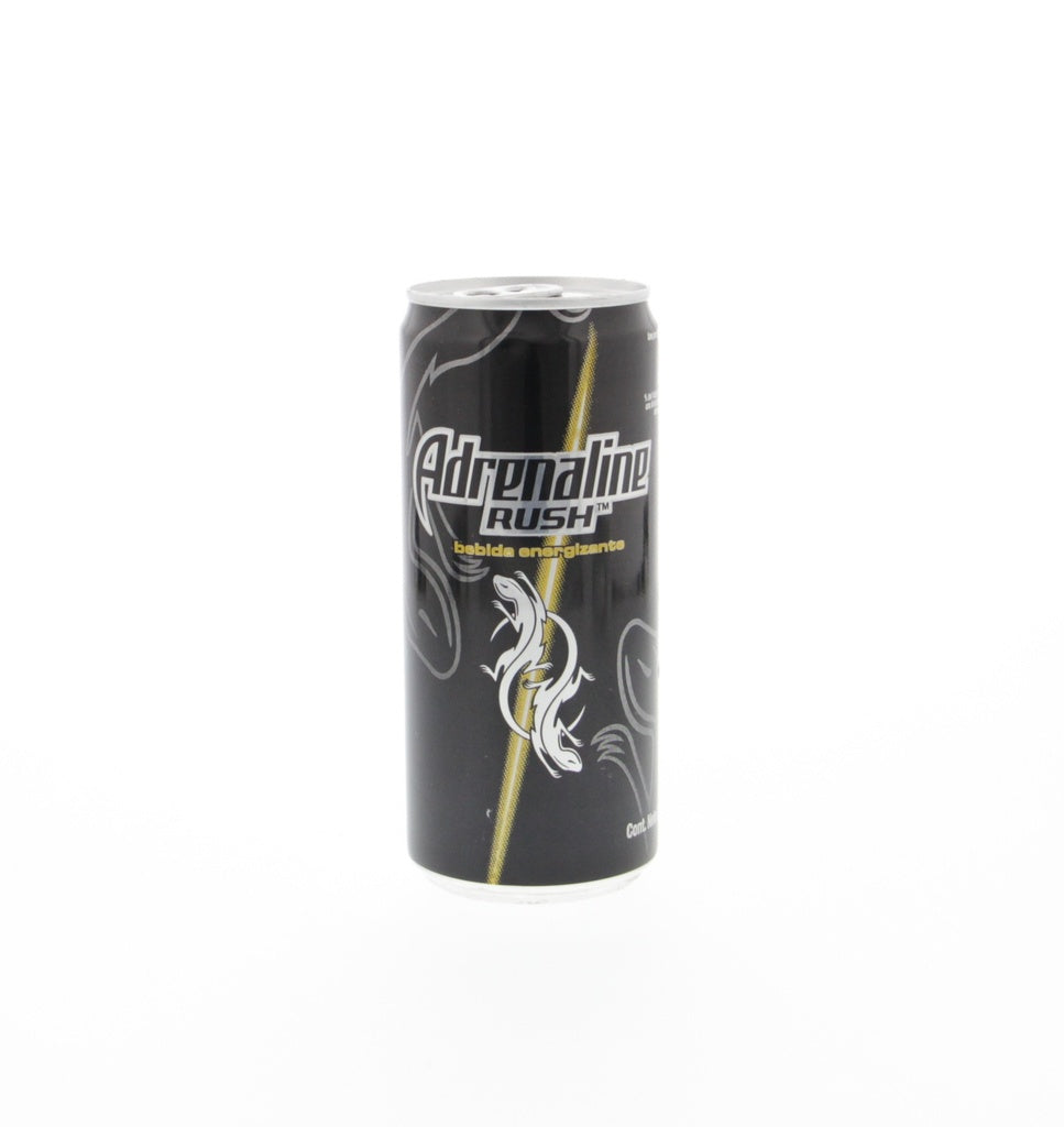 Bebida energética Adrenaline Rush en lata ideal para energía y rendimiento diario.