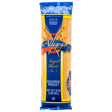 Pasta angel hair fina y ligera ideal para recetas italianas.