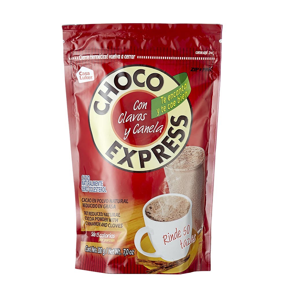 Chocolate Luker Chocoexpress con canela y clavos utilizado para preparar bebidas calientes con sabor tradicional colombiano.