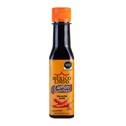 Salsa picante negra Mexico Lindo con sabor intenso ideal para carnes, tacos y mariscos.