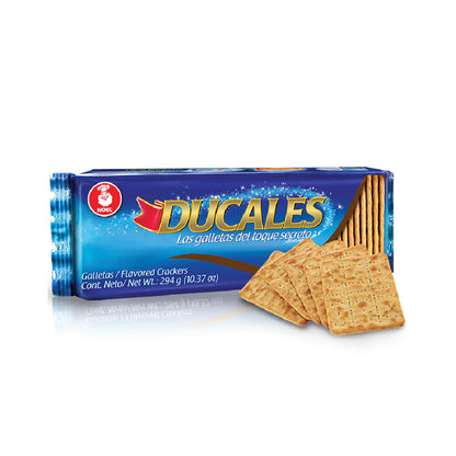 Galletas Ducales con textura ligera y crujiente, ideales para acompañar quesos, embutidos y comidas.
