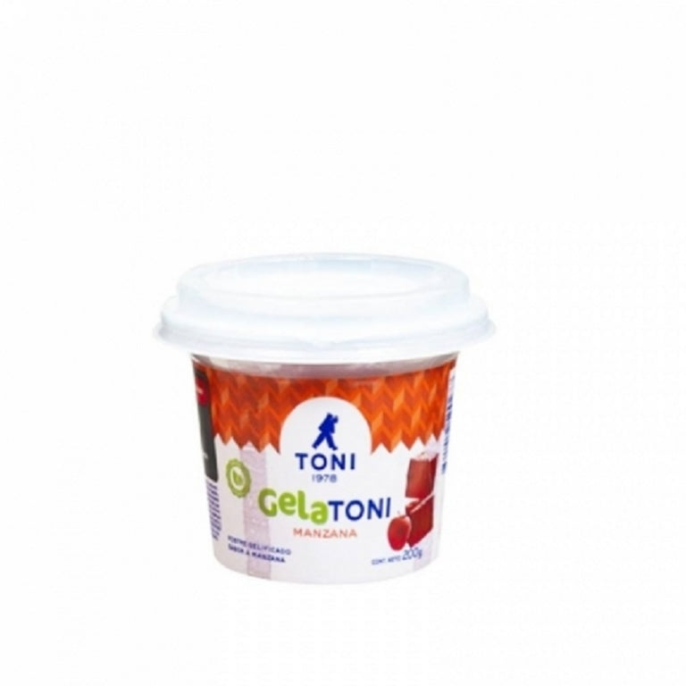 Gelatina sabor manzana Toni con sabor refrescante y textura cremosa.