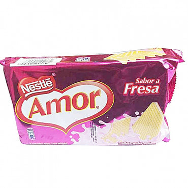 Crujientes galletas wafer con delicioso relleno sabor fresa perfectas para compartir.