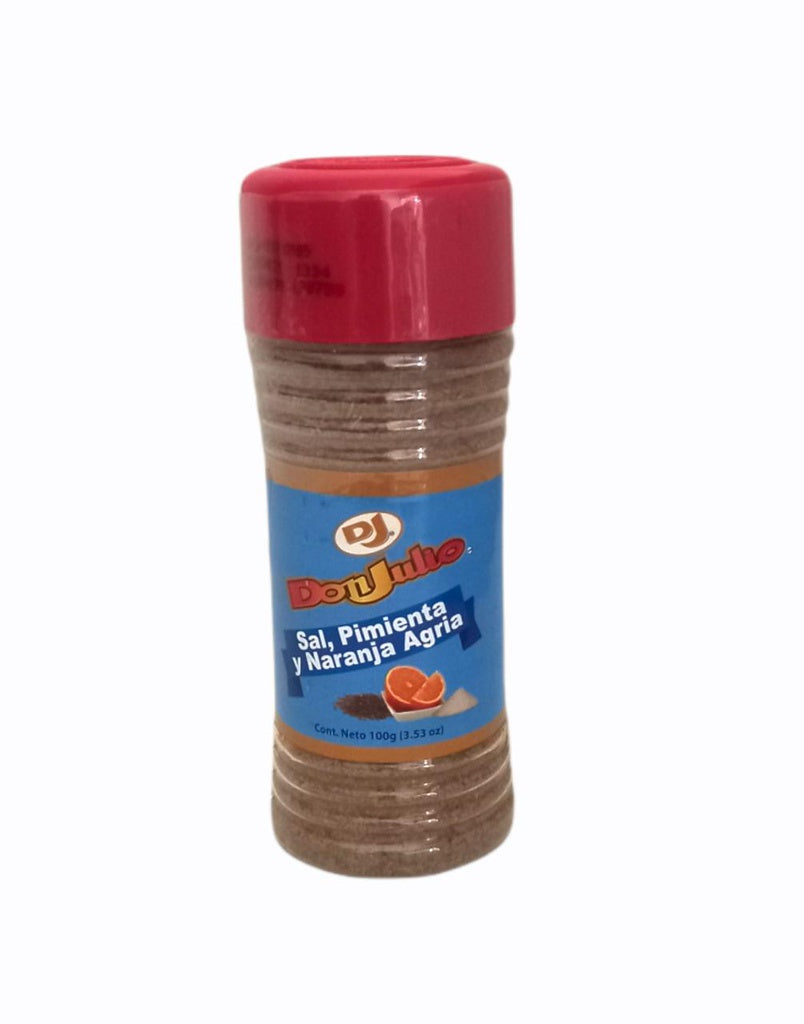 Mezcla de sal, pimienta y naranja agria Don Julio para carnes y mariscos.