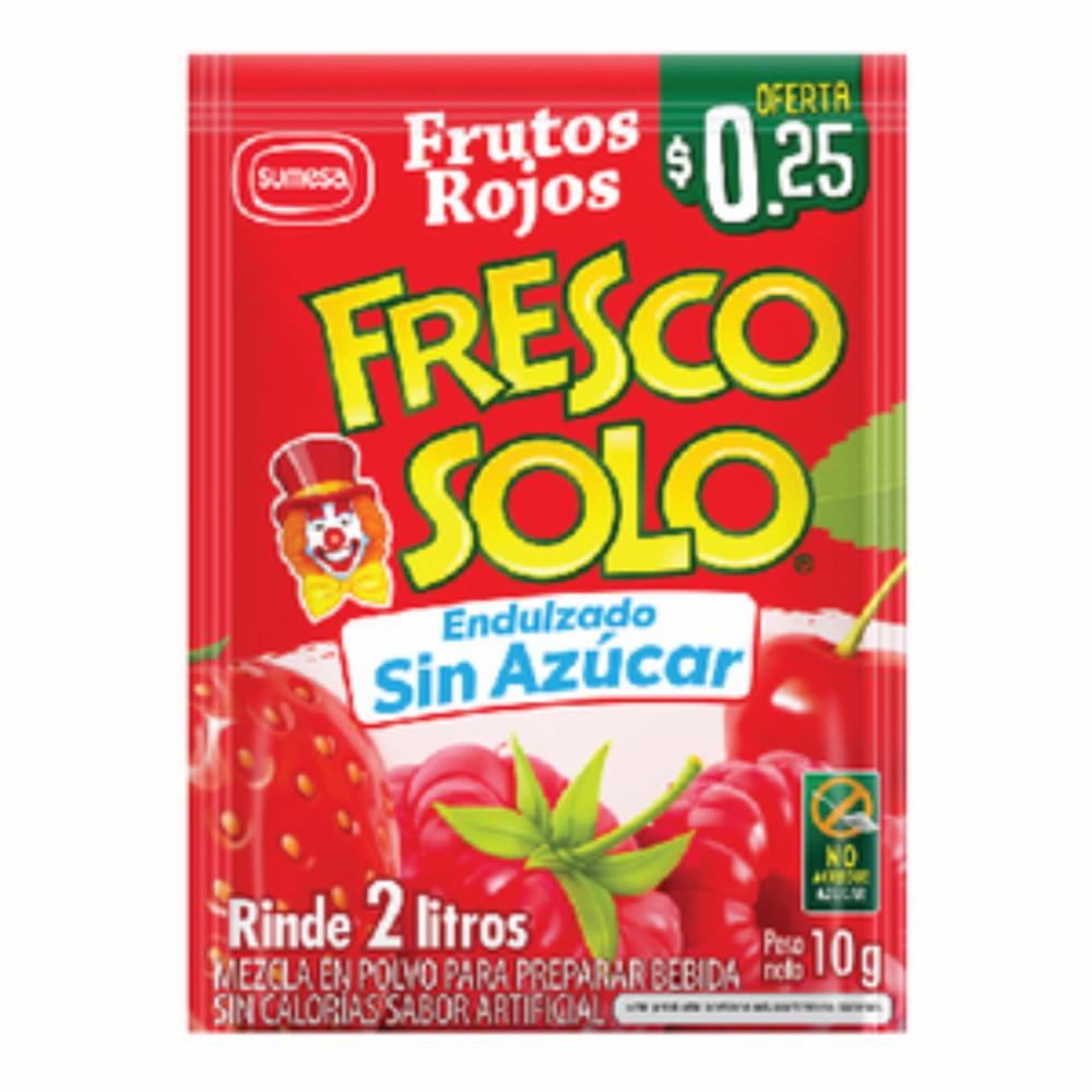 Bebida instantánea sabor frutos rojos sin necesidad de agregar azúcar.