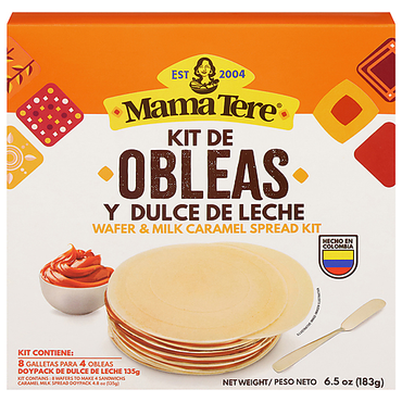 Kit de obleas con dulce de leche ideal para preparar snacks colombianos.