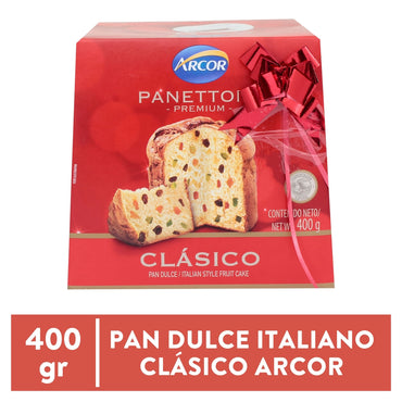 Panettone clásico Arcor con frutas confitadas y receta tradicional navideña.
