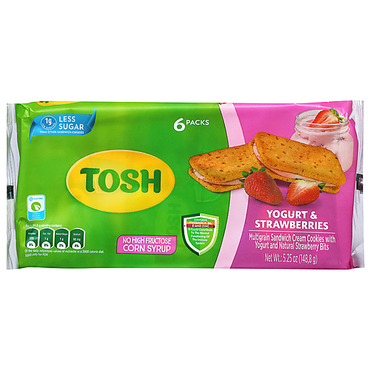 Galletas Tosh con yogurt y fresa, una deliciosa combinación para meriendas y snacks.