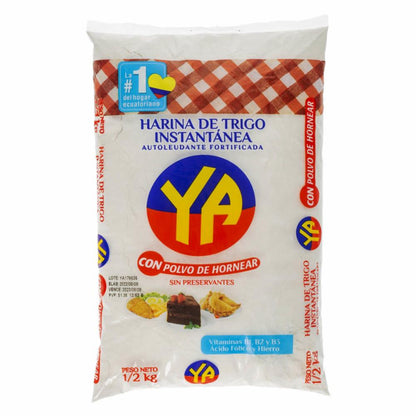 Harina de trigo instantánea con polvo de hornear ideal para panes, arepas y repostería.