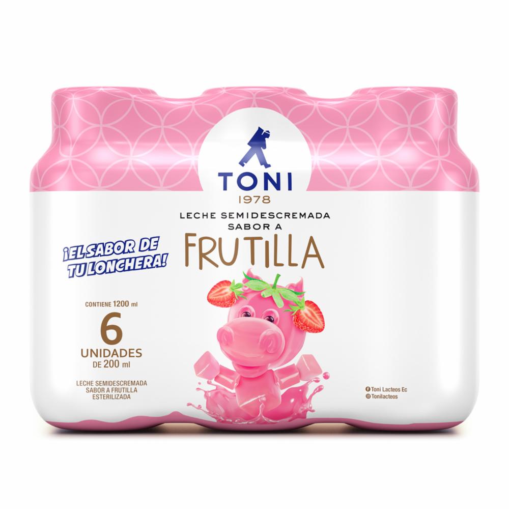 Pack de leche Toni sabor fresa ideal para hogares y lunch escolar.