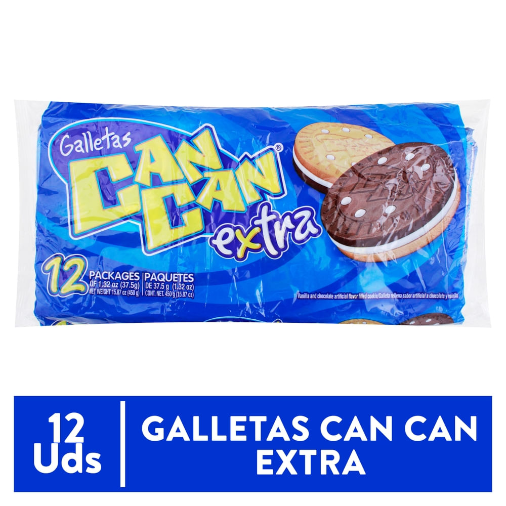Galletas Can Can Extra con sabor dulce y textura crocante ideales para toda ocasión.