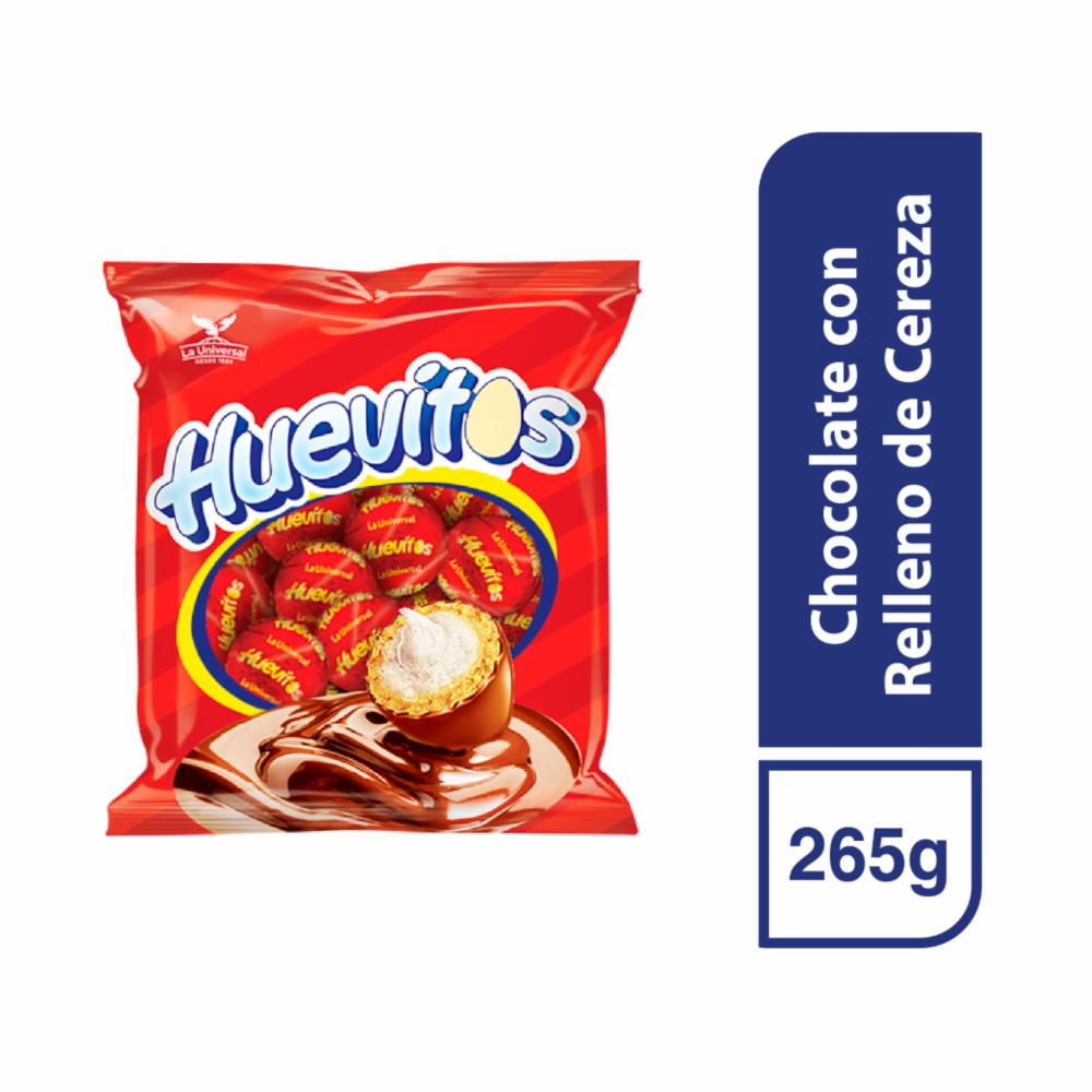 Huevitos bombón La Universal con cobertura dulce y relleno suave.