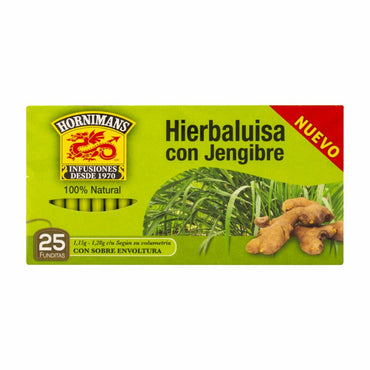 Té de hierbaluisa con jengibre Hornimans con sabor cítrico y especiado.