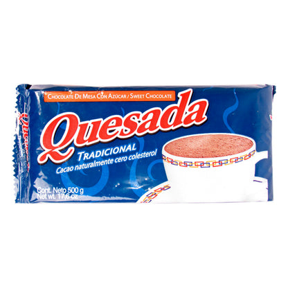 Chocolate de mesa Luker Quesada Tradicional utilizado para preparar bebidas calientes y recetas típicas colombianas.