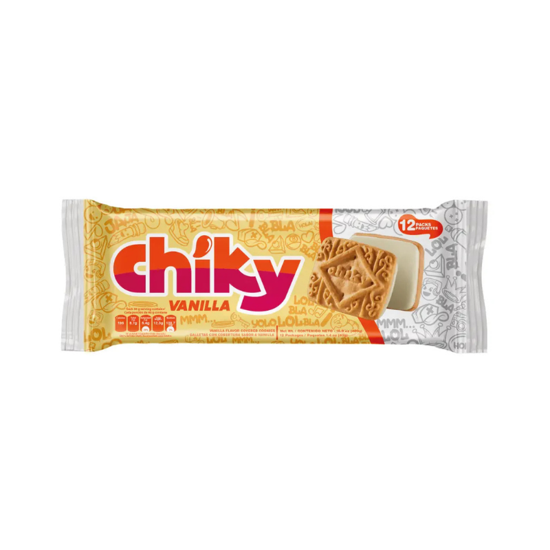 Galletas de vainilla Chiky con sabor tradicional y textura crujiente.