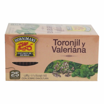 Té de toronjil y valeriana Hornimans con mezcla herbal relajante.