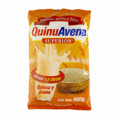 Mezcla nutritiva de quinua, avena y soya para preparar bebidas saludables.